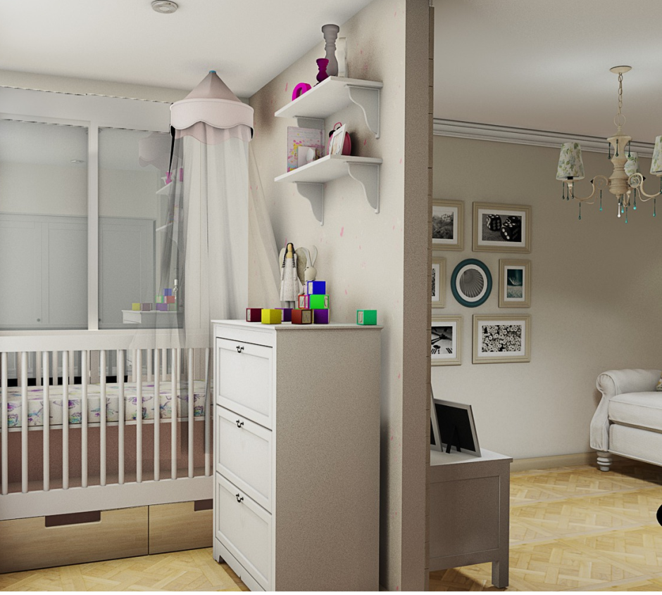 Зонирование однушки для семьи с ребенком