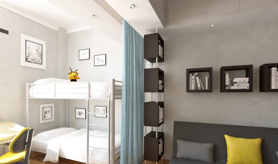 Зонирование комнаты для родителей и ребенка