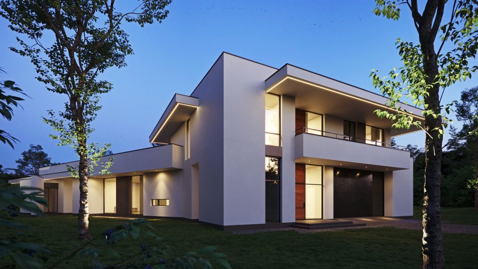 Коттедж с плоской крышей