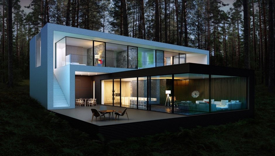 Стеклянный дом в лесу