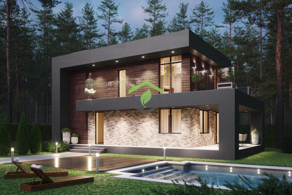 Дом с плоской крышей монолит 170 м