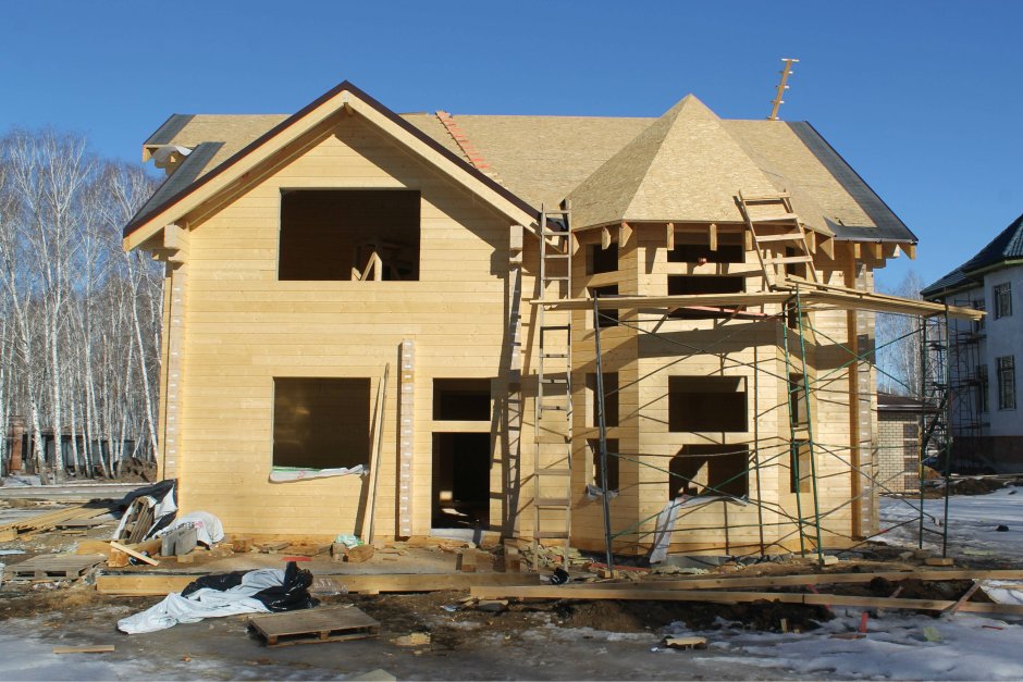 Каркасный дом зимой