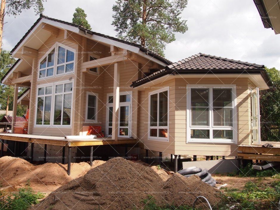 Сруб с панорамными окнами