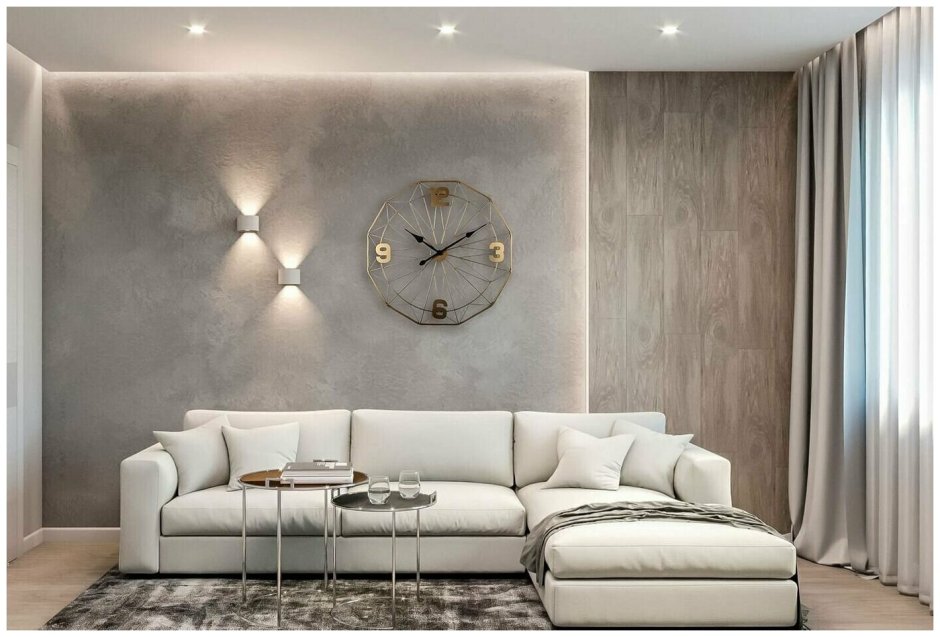 Декоративная штукатурка в интерьере гостиной