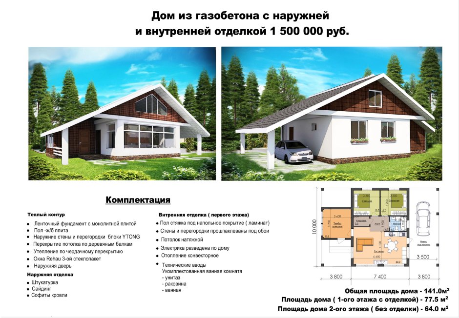 Проекты из газобетонных блоков с планировкой домов