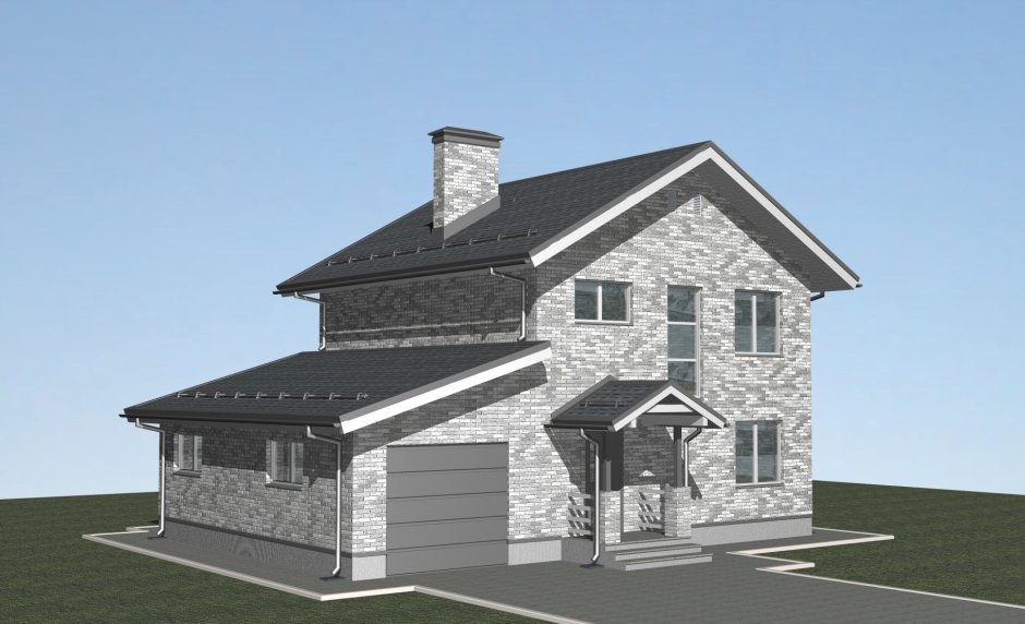 Дом из газобетона в серо белом цвете