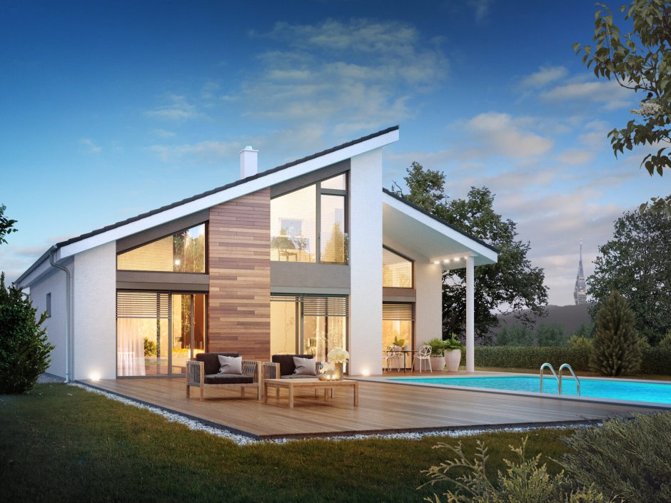 Дом 150 кв м 2 этажа с односкатной крышей