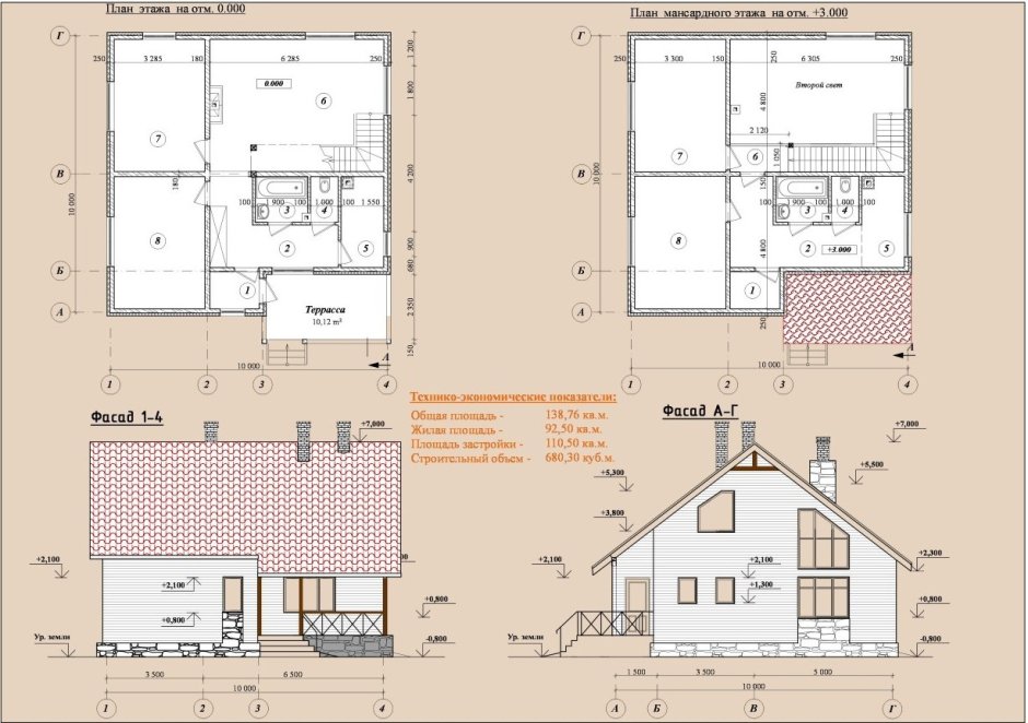 Проект дома из сибита 8х10