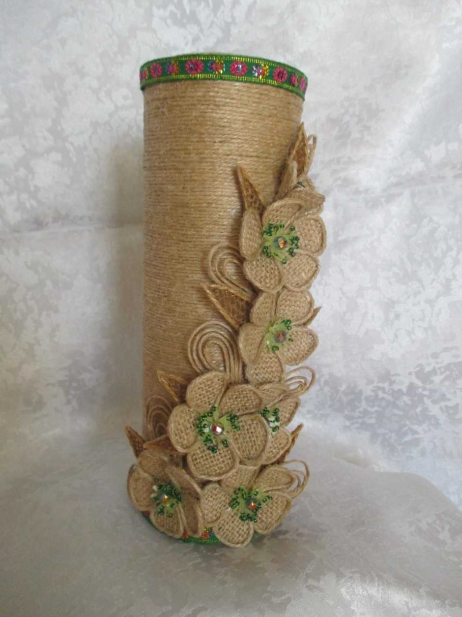 Декорирование бутылок шпагатом