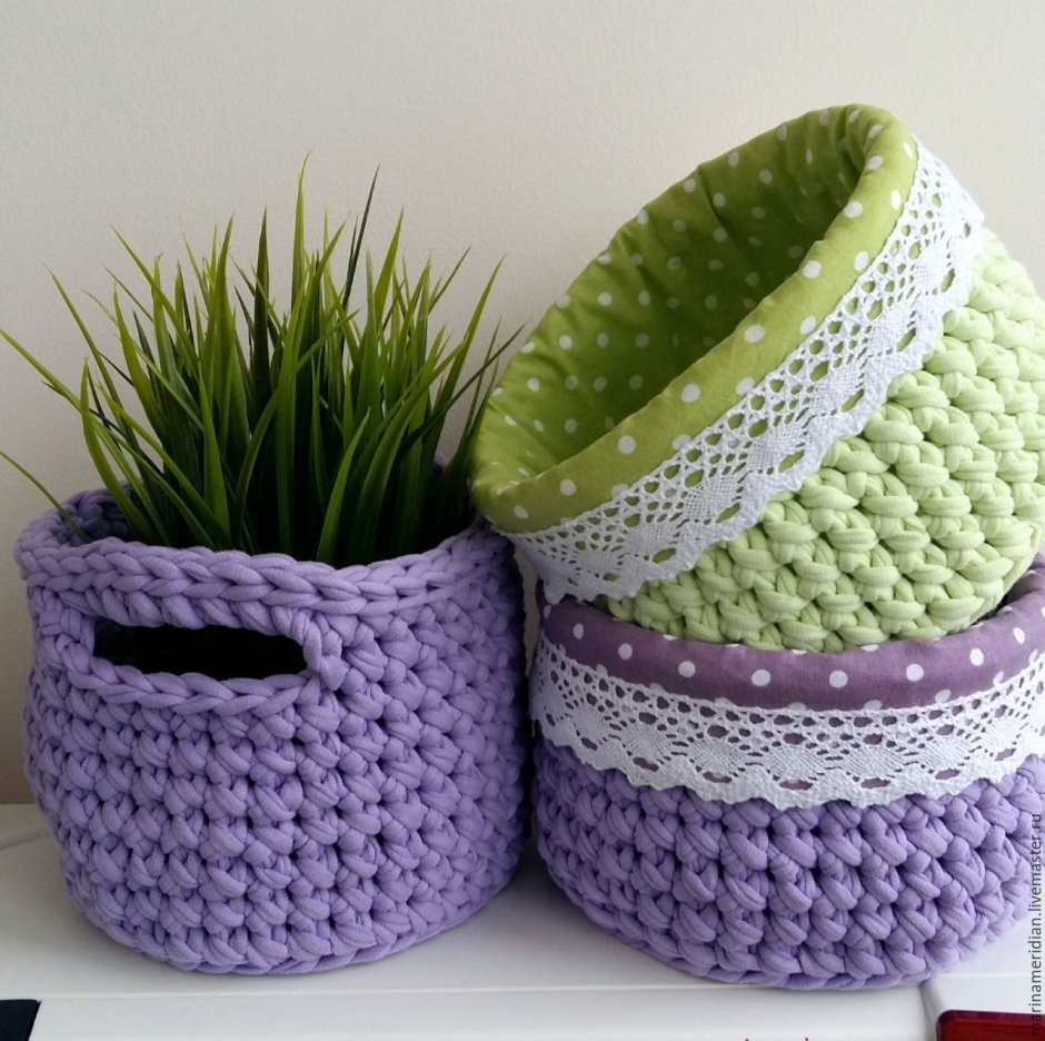 Корзинки из трикотажной пряжи