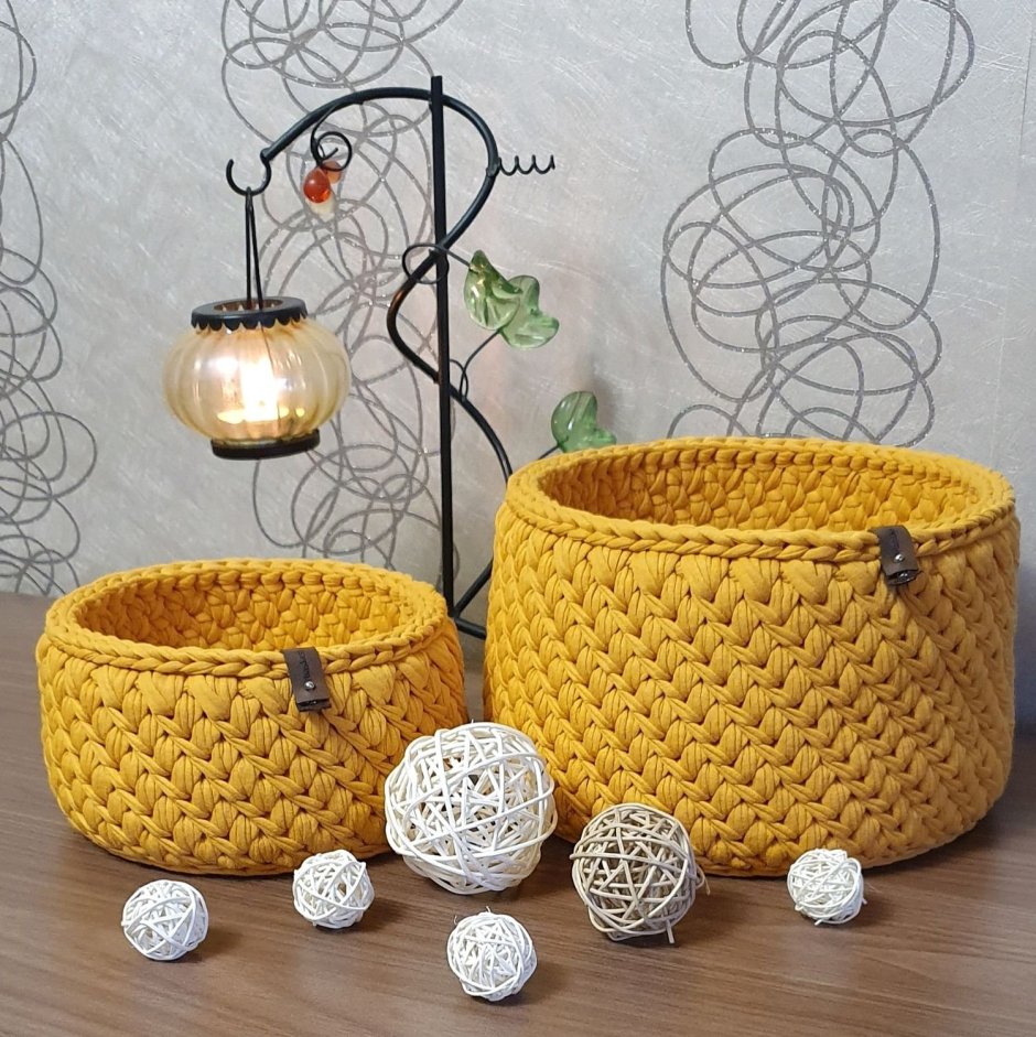 Вязаные корзинки