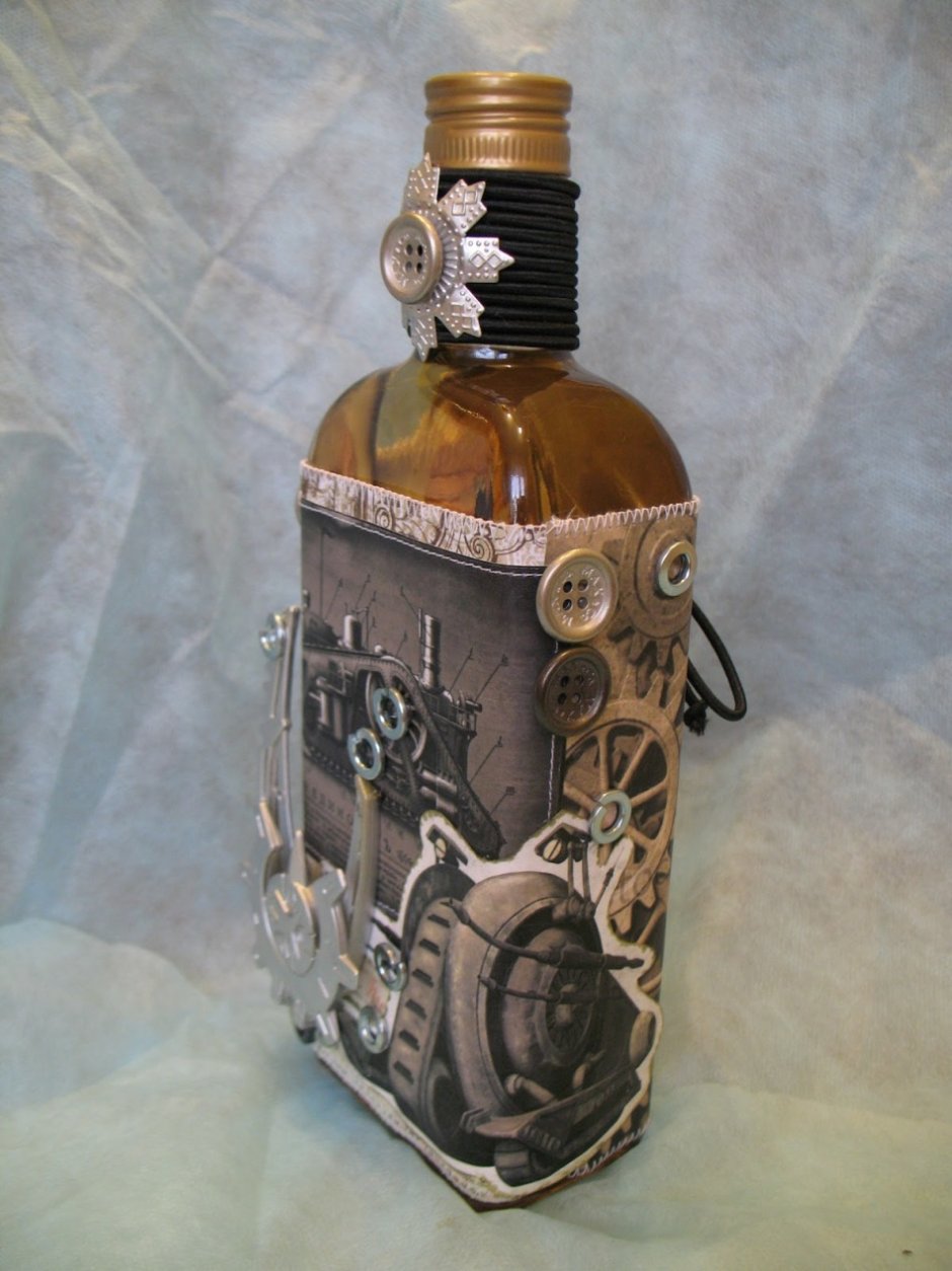 Декор бутылки коньяка в подарок для мужчины