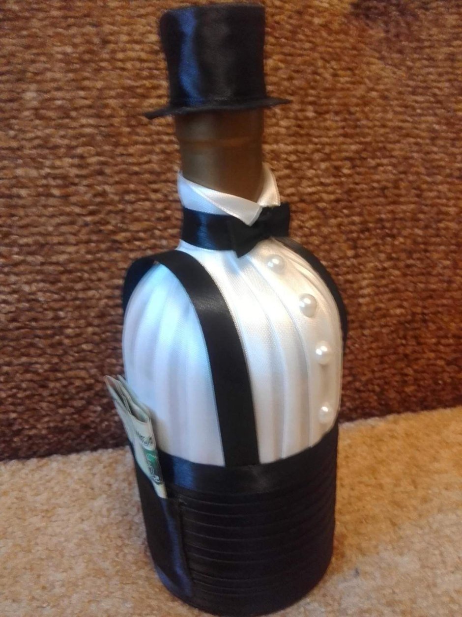 Украшение бутылок лентами для мужчин