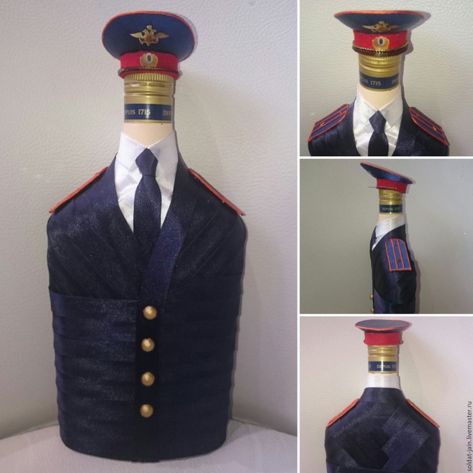 Украшение бутылки коньяка