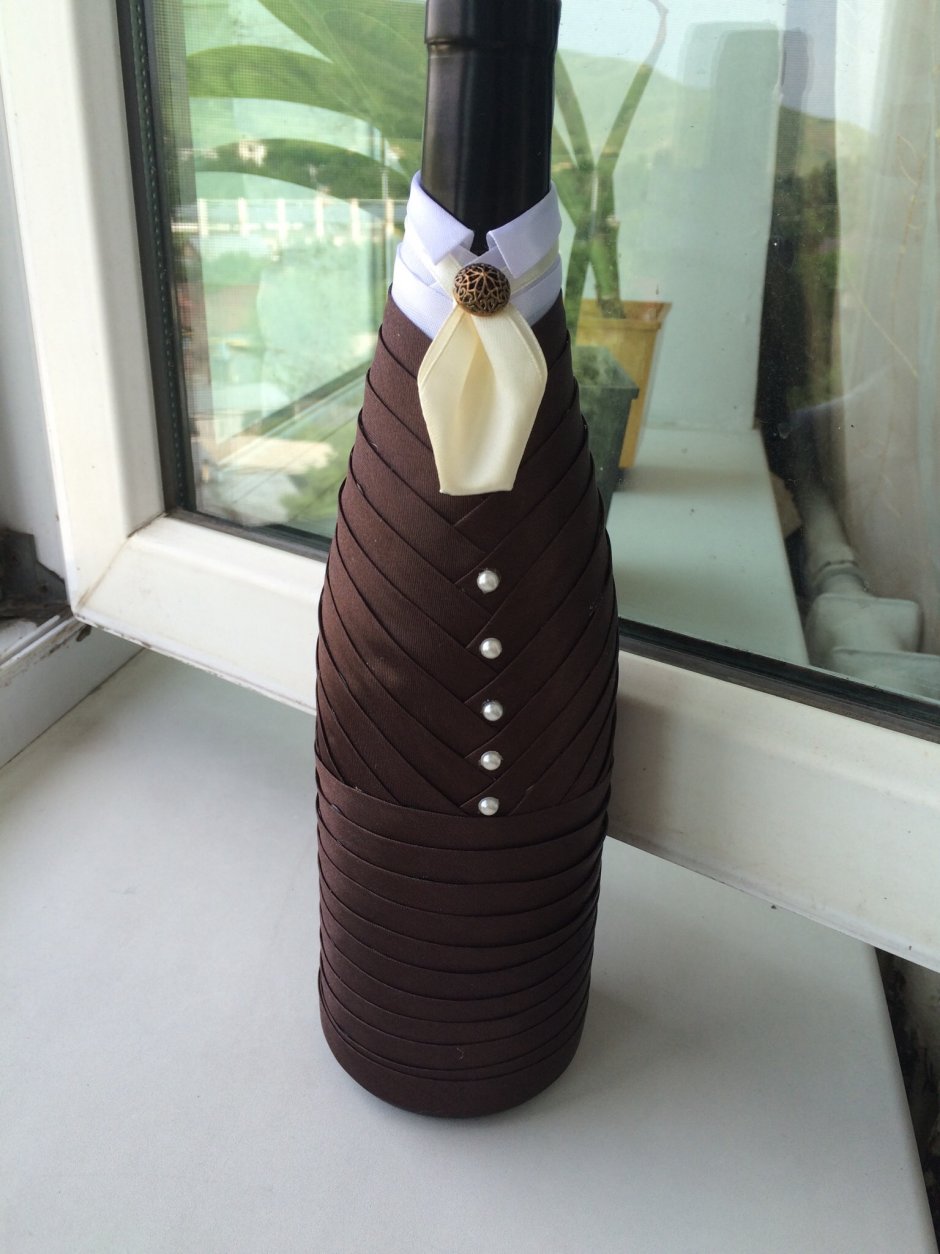 Украшение бутылок лентами для мужчин