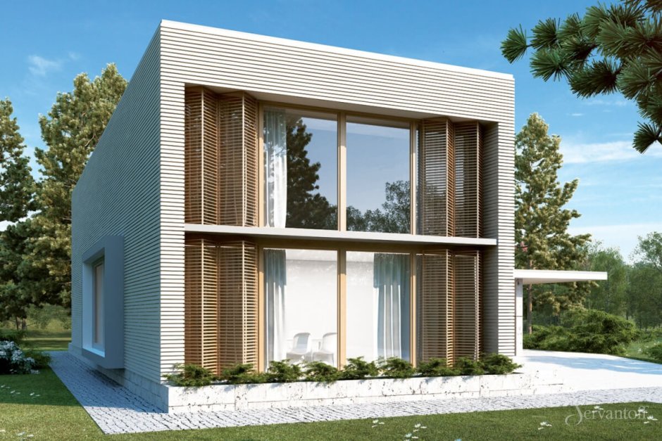 Дом с панорамным остеклением двухэтажный