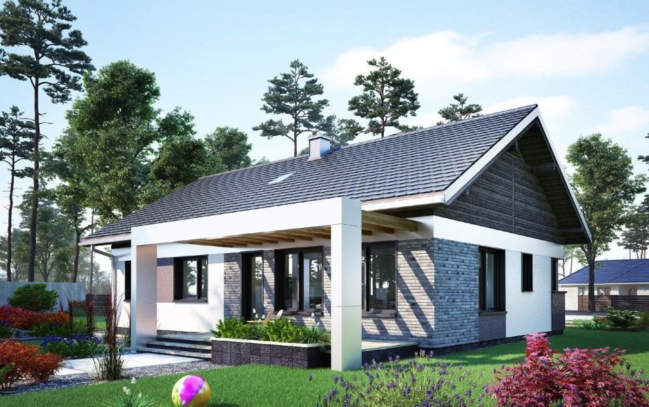 Одноэтажный дом с террасой 100 кв