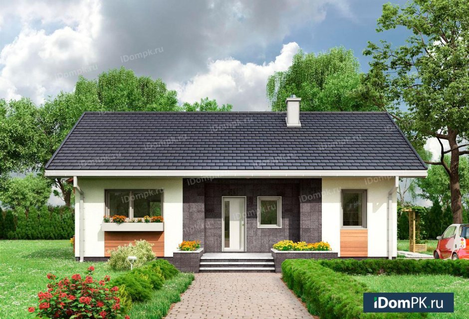 Проекты одноэтажных домов из пеноблоков с верандой