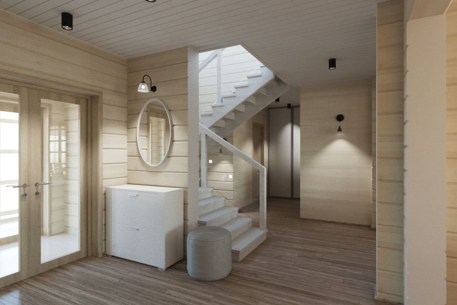 Прихожая в загородном каркасном доме