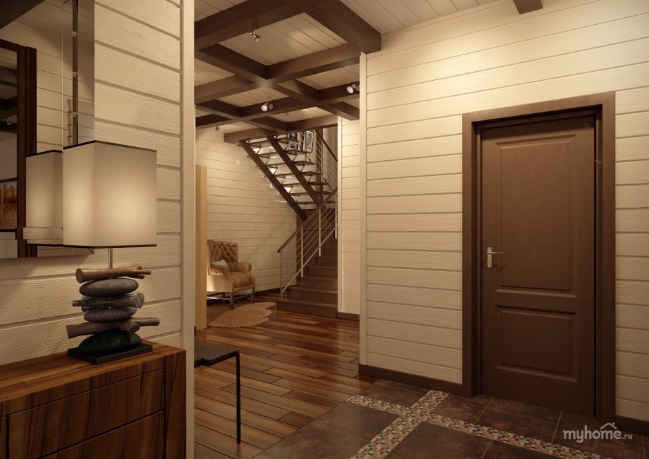 Прихожая в доме из бруса