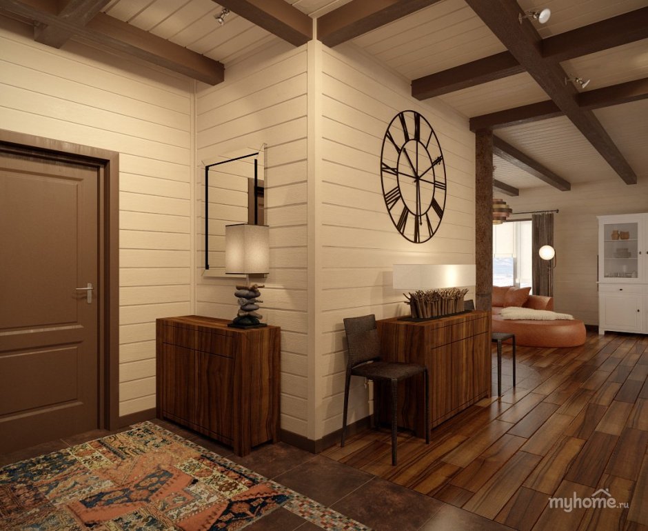 Вагонка в интерьере загородного дома