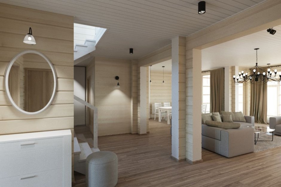 Брус в интерьере