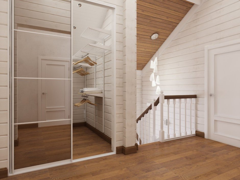 Прихожая с лестницей в скандинавском стиле