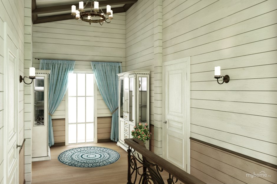 Фасад дома из бруса в стиле Прованс