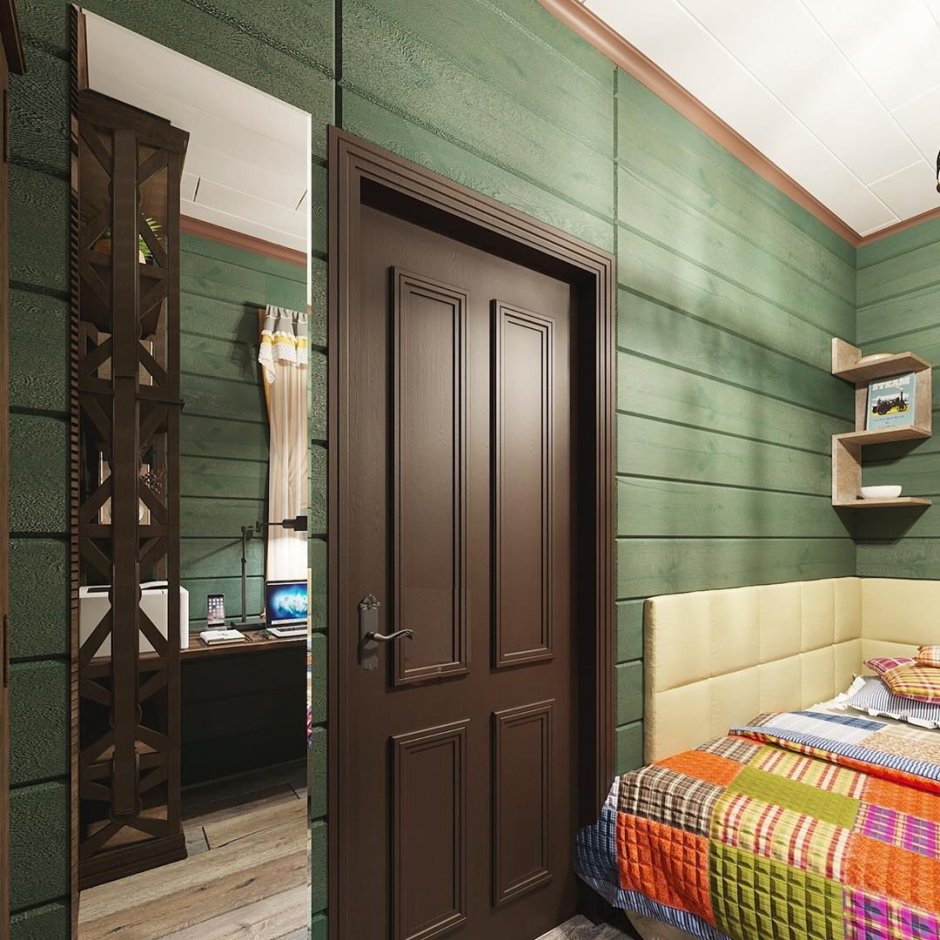 Зеленая вагонка в интерьере