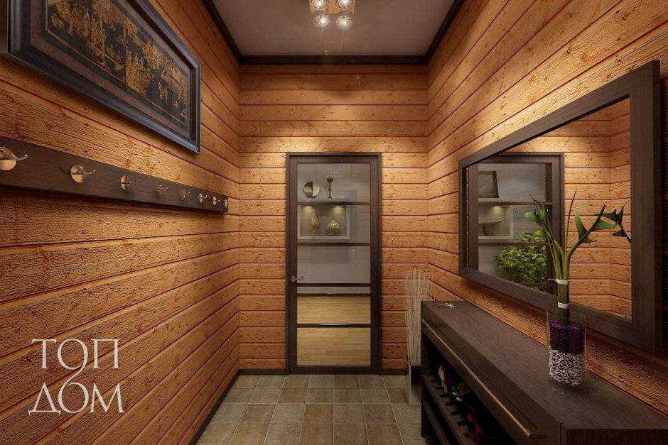 Отделка коридора деревом