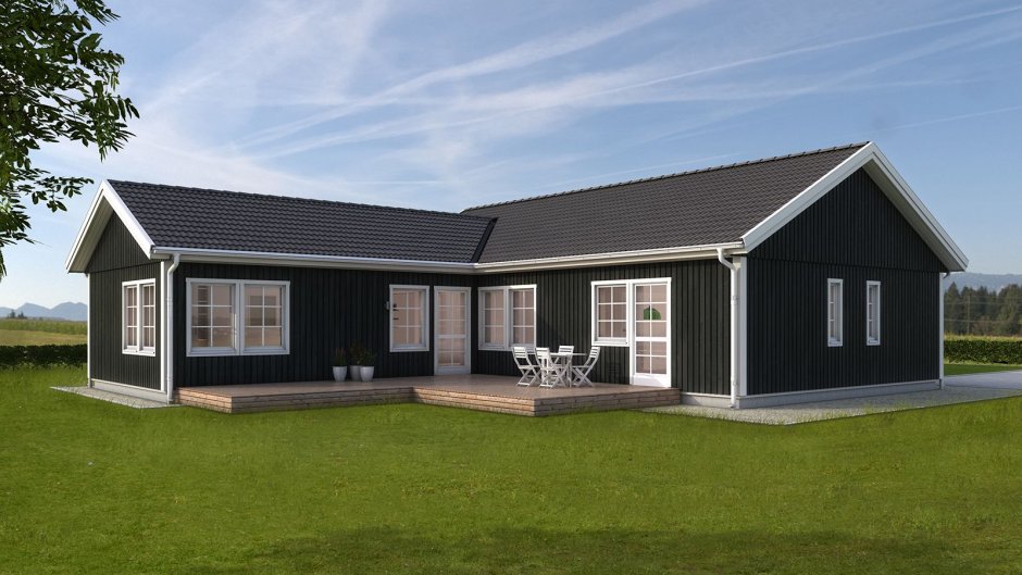 Г-образный дом одноэтажный