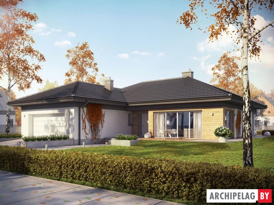 Г-образный дом одноэтажный