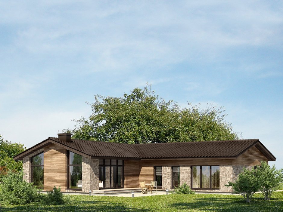 Длинный одноэтажный дом