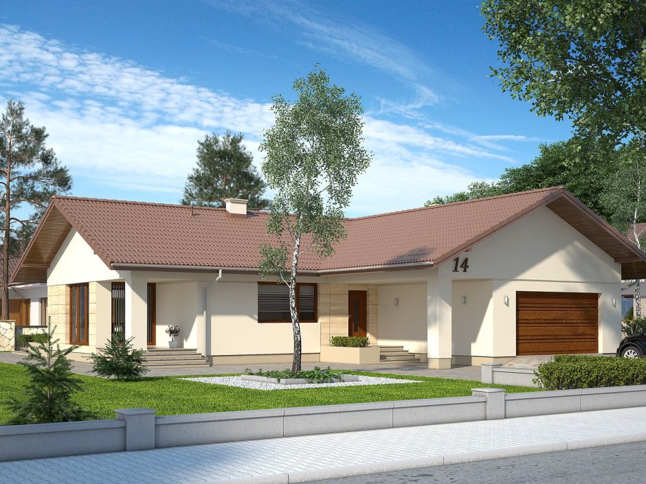 Г-образный дом одноэтажный