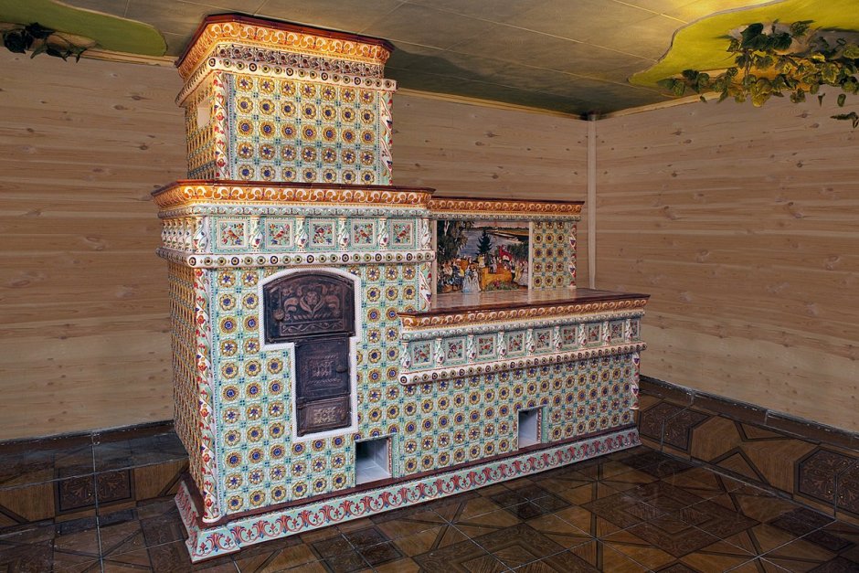 Печь с изразцовой лежанкой изразцовой