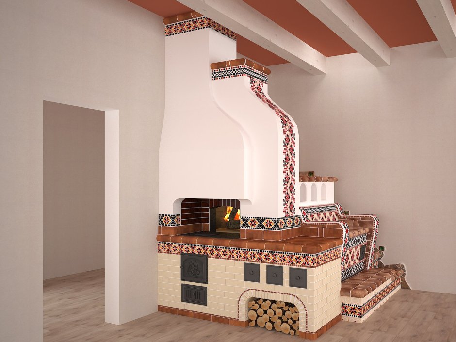 Каминопечь с. лежанкой Туликиви