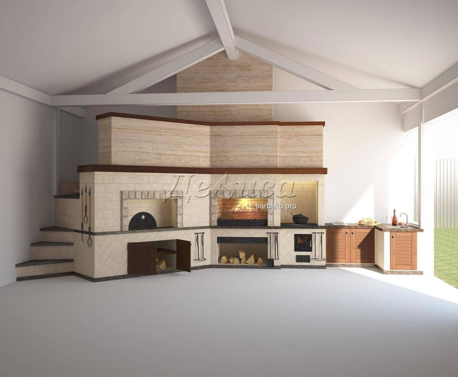 Современные печные комплексы с лежанкой в доме