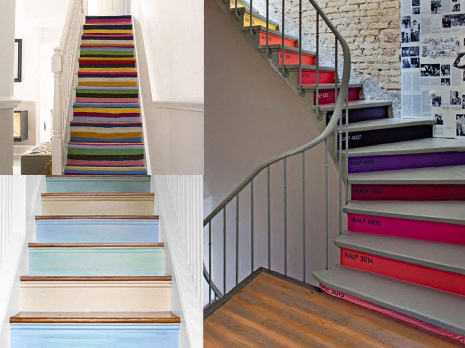 Разноцветная лестница в доме
