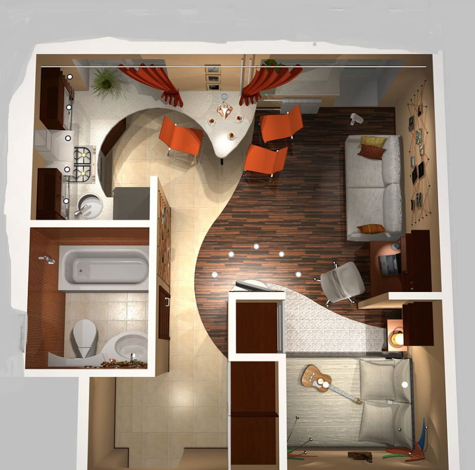 Расстановка мебели в однокомнатной хрущевке без перепланировки