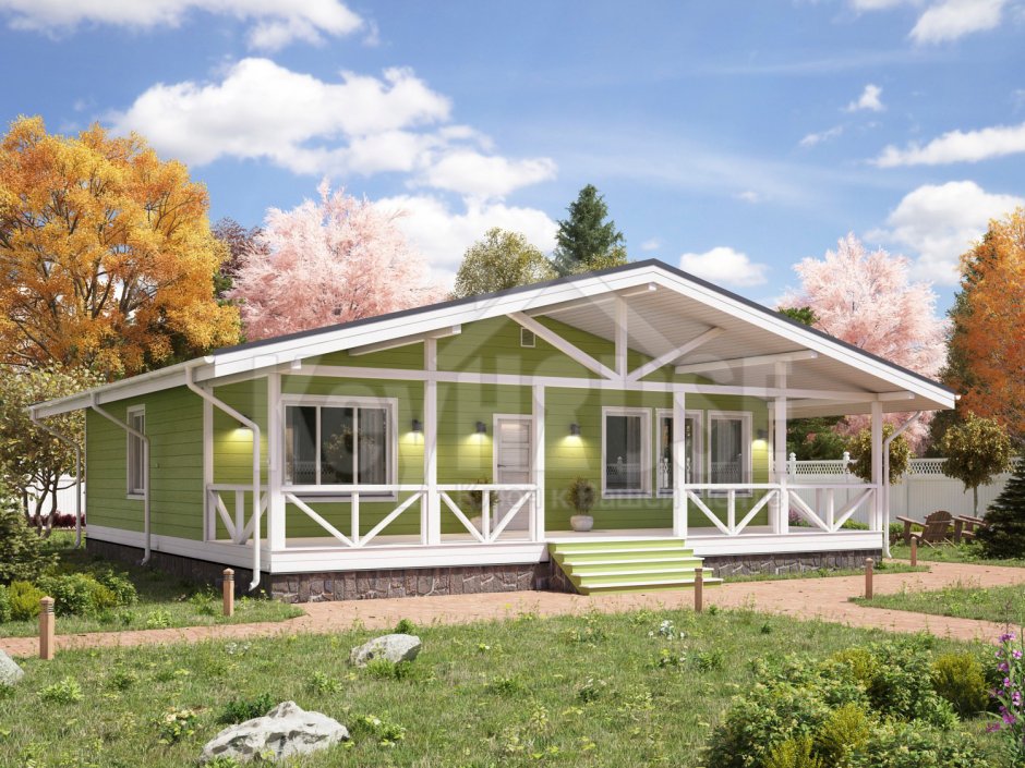 Одноэтажный каркасный дом