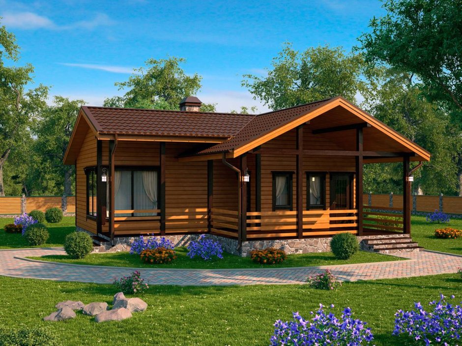 Одноэтажный дом баня