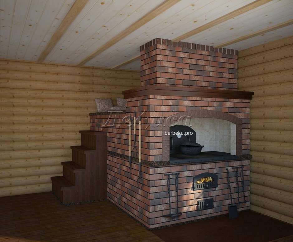 Русские печи с лежанкой и камином