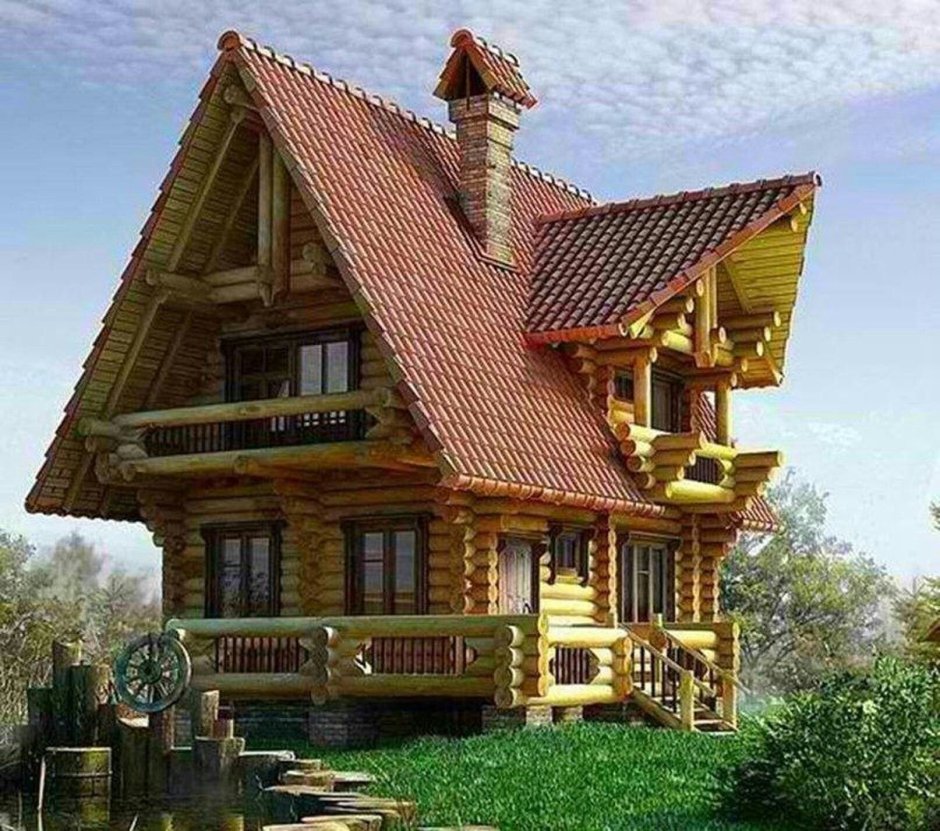 Каменно деревянный дом