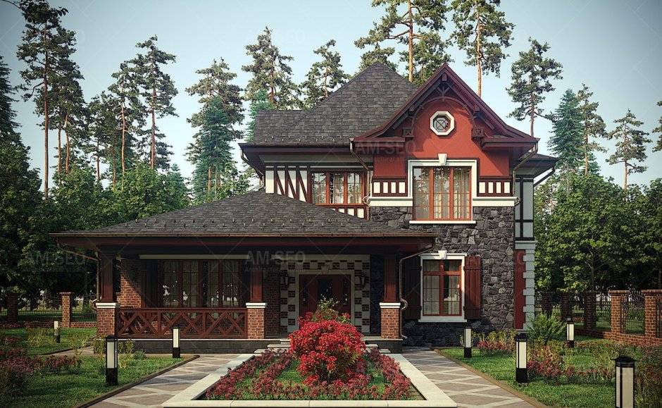 Одноэтажный бревенчатый дом и баня