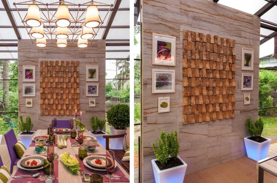 Декор стены в беседке