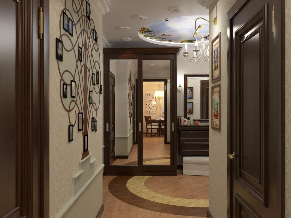 Дизайн полукруглой стены в коридоре