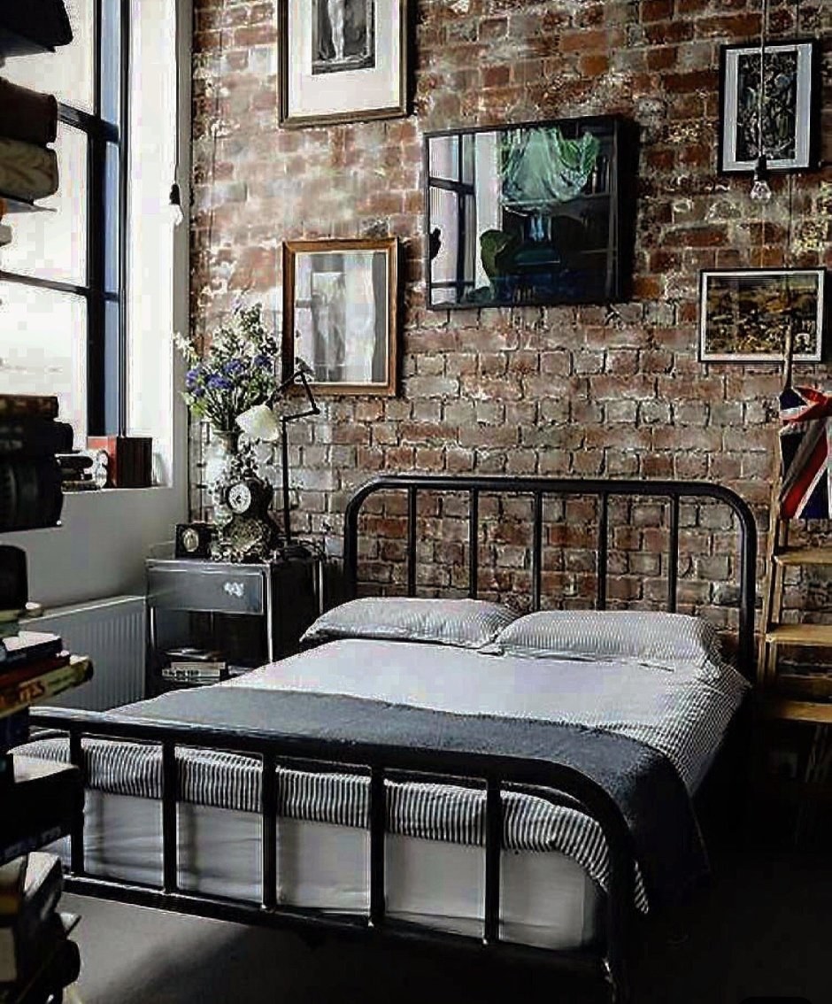 Спальня в стиле лофт индустриал