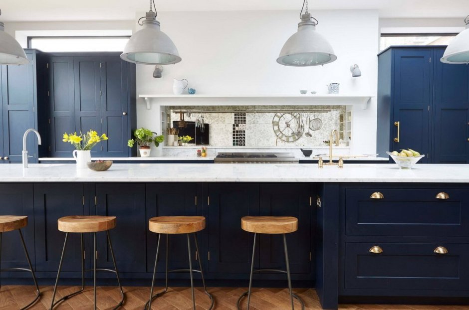 Кухонные фасады темно синие