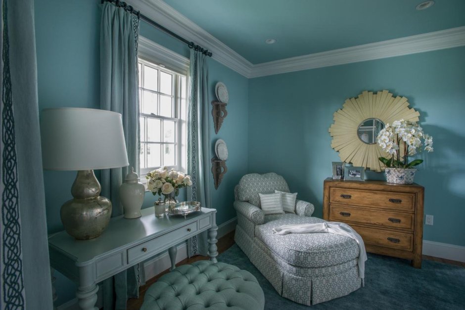 Голубая спальня в стиле ретро
