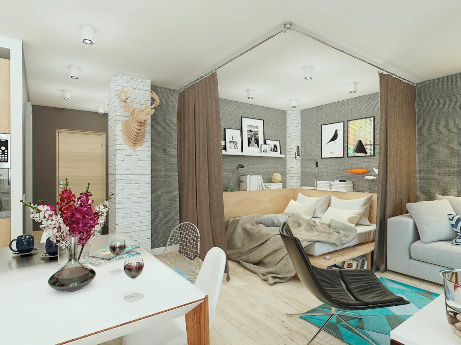 Гостиная детская зонирование